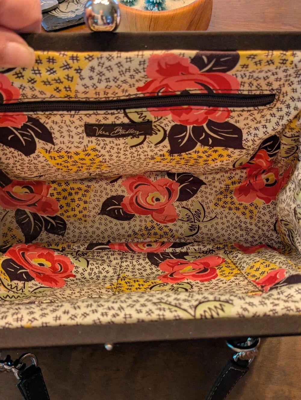 Vera Bradley Classic Espresso Brown Microfiber Satchel Bag